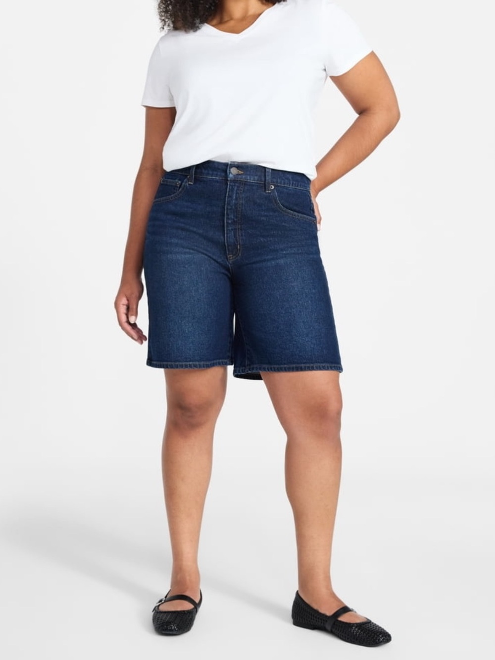 Women's High Rise Denim Bermuda Shorts Size 14